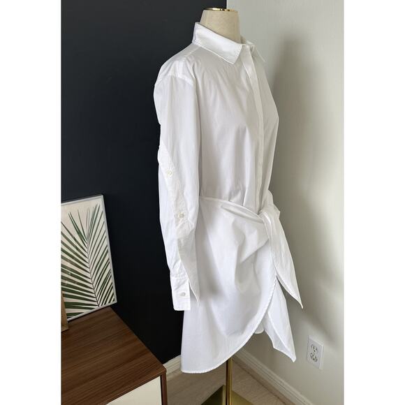 Derek Lam 10 Crosby Charlotte Cotton Waist-Tie Shirt Dress Unique Sleeve - Picture 9 of 16